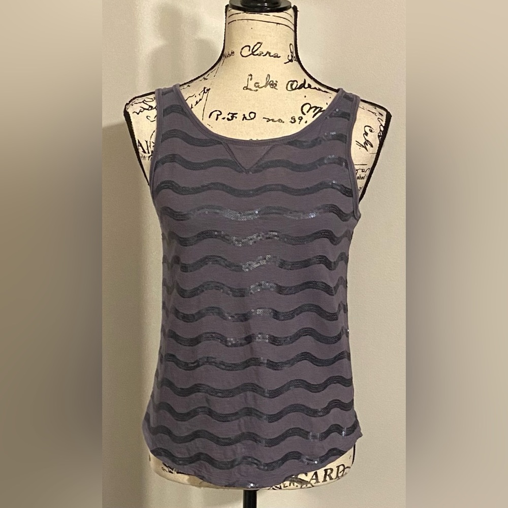 Anthropologie Sequin Stripe Sleeveless Top
